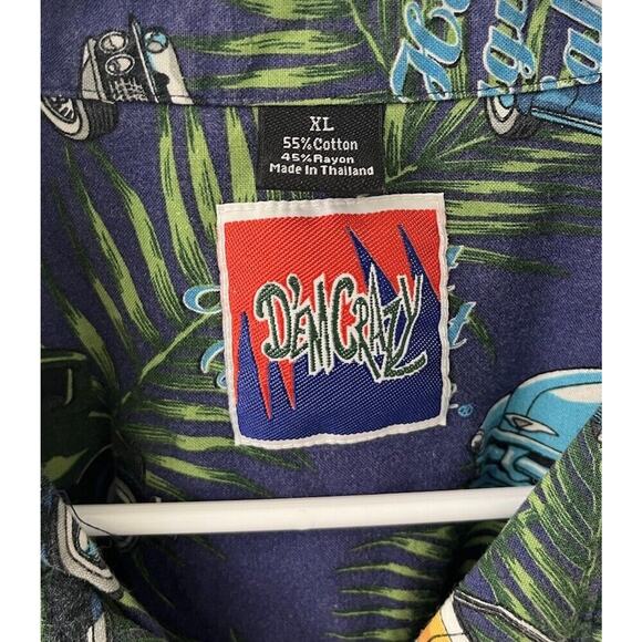 Dem Crazy Mens Shirt XL Blue Hot August Nights Reno Hawaiian Old Classic Cars - Picture 2 of 5